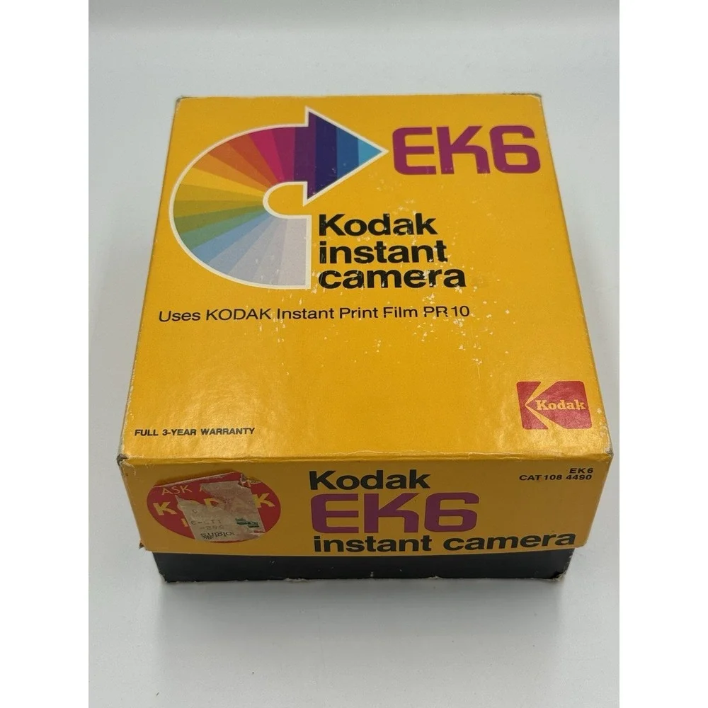 Vintage 1976 Kodak EK6 Instant Camera with Original Box & Manual - Untested